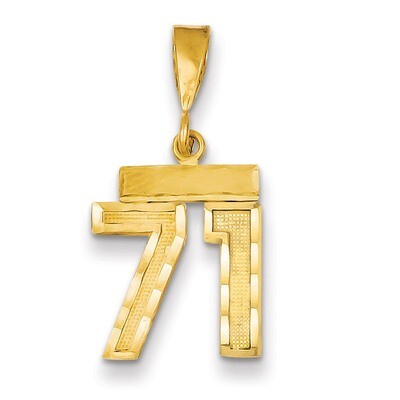 Number 71 Charm 14k Gold Small Diamond-cut SN71, MPN: SN71, 883957104683