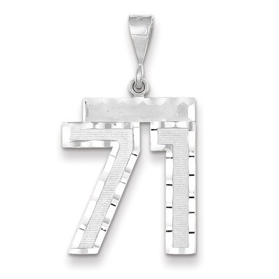 Number 71 Charm 14k white Gold Large Diamond -cut WLN71, MPN: WLN71, 883957124476
