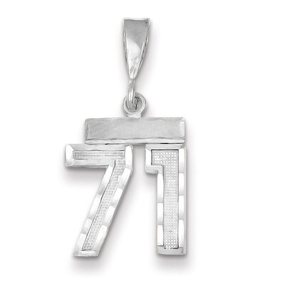Number 71 Charm Small Diamond -cut 14k white Gold WSN71, MPN: WSN71, 883957114569