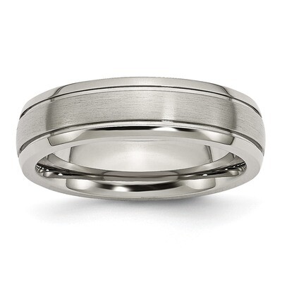 Edge 6mm Brushed and Polished Band Titanium Grooved  TB27_CH by Chisel, MPN: TB27_CH, 883957804088