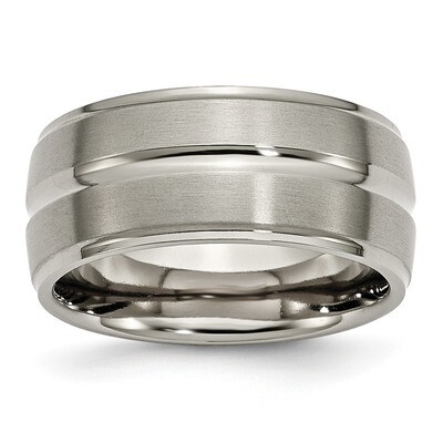 Ridged Edge 10mm Brushed and Polished Band Titanium Grooved  TB137 by Chisel, MPN: TB137, 883957773…