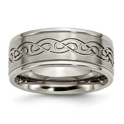 9mm Scroll Design Brushed and Polished Band Titanium TB307 by Chisel, MPN: TB307, 886774392509