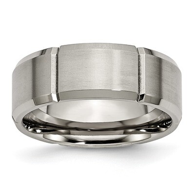 Grooved 8mm Brushed and Polished Band Titanium Beveled Edge TB76_CH by Chisel, MPN: TB76_CH, 883957…