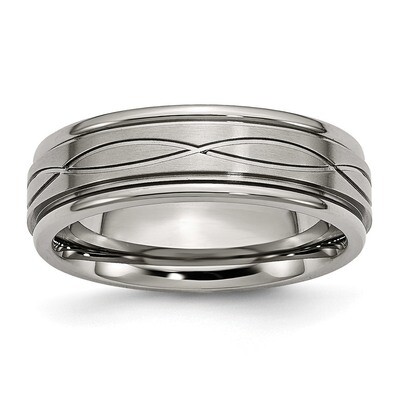 Criss-cross Design Brushed Center Ridged Edge Band Titanium Polished TB73_CH by Chisel, MPN: TB73_C…
