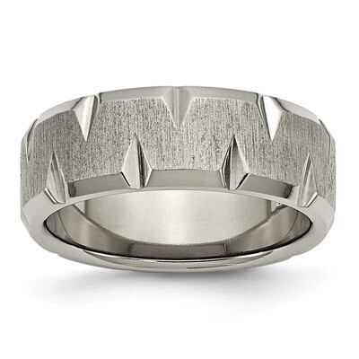 Beveled Edge Notched 8mm Brushed Band Titanium TB318-10.5