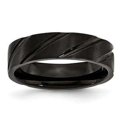 Swirl Design Black IP-plated 6mm Brushed Polished Band Titanium TB349 by Chisel, MPN: TB349, 883957…