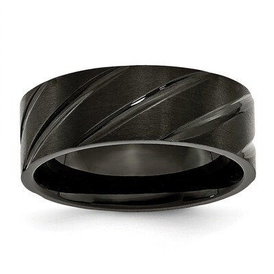 Swirl Design Black IP-plated 8mm Brushed Polished Band Titanium TB350 by Chisel, MPN: TB350, 883957…