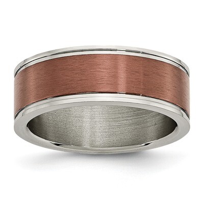 Edge 8mm Brown IP-plated Brushed Polished Band Titanium Grooved  TB314 by Chisel, MPN: TB314, 88395…