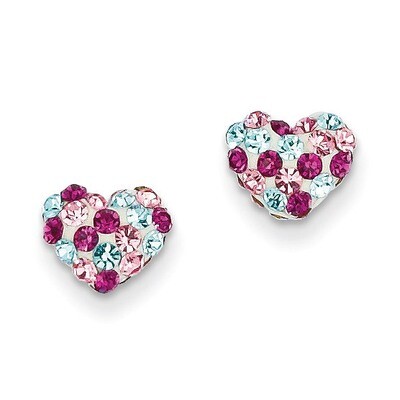 Multi-colored Crystal 6mm Heart Post Earrings 14k Gold YE1611, MPN: YE1611, 886774761848