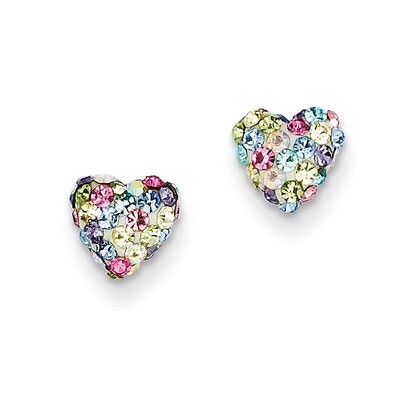 Pastel Multi-colored Crystal 6mm Heart Post Earrings 14k Gold YE1613, MPN: YE1613, 886774563640
