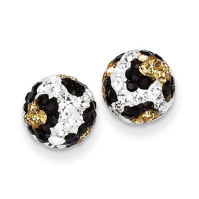 Crystal Leopard White Black Yellow 8mm Post Earrings 14k Gold YE1623, MPN: YE1623, 886774761947