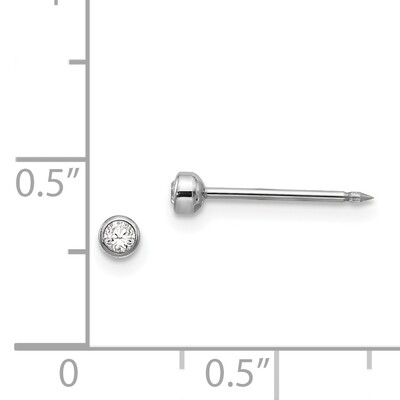 3mm Crystal Bezel Earrings 14k White Gold 334E, MPN: 334E,