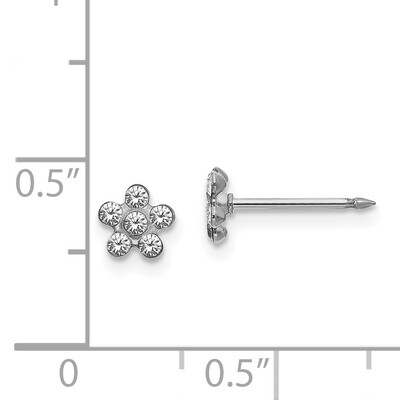 Clear Crystal Flower Earrings 14k White Gold 230E, MPN: 230E,
