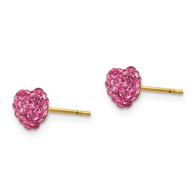 Pink Crystal Heart Post Earrings - 14k Gold SE2207 by Madi K, MPN: SE2207, 886774998862