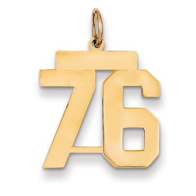 Number 76 Charm 14k Gold Medium Polished LM76, MPN: LM76, 883957135939