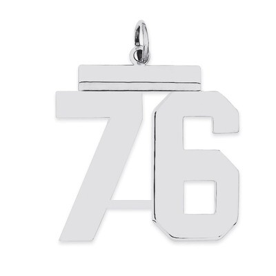 Charm Number 76 Polished Sterling Silver Large QPL76, MPN: QPL76, 191101281266