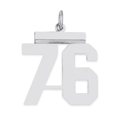 Pendant Number 76 Polished Sterling Silver Medium QMS76, MPN: QMS76, 191101278488