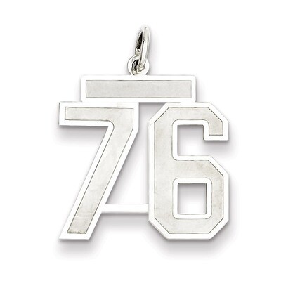 Pendant Number 76 Satin Sterling Silver Medium QPM76, MPN: QPM76, 883957127521
