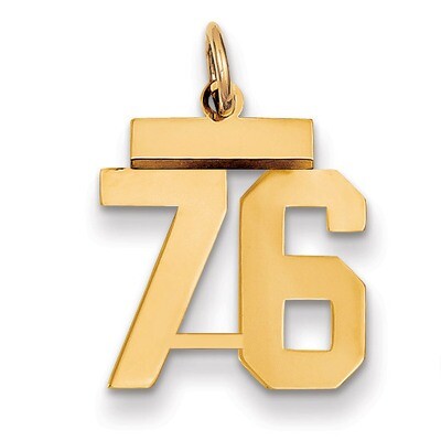 Number 76 Charm 14k Gold Small Polished LS76, MPN: LS76, 883957034034