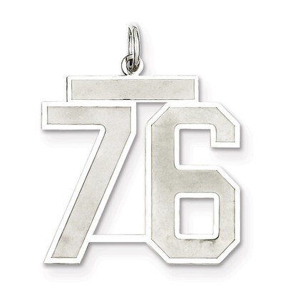 Pendant Number 76 Satin Sterling Silver Large QPP76, MPN: QPP76, 191101282157
