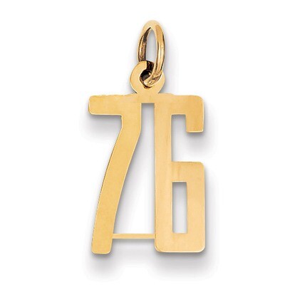Number 76 Charm 14k Gold Small Polished Elongated LES76, MPN: LES76, 883957132785