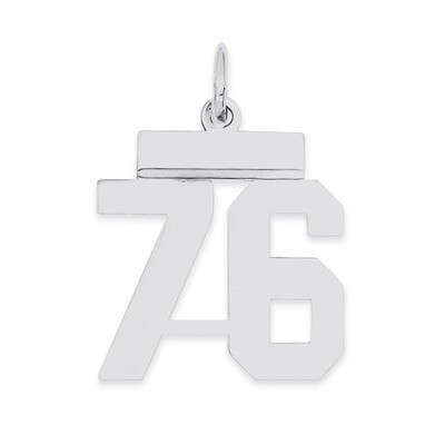 Pendant Number 76 Polished Sterling Silver Small QSS76, MPN: QSS76, 883957102191