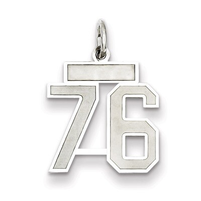 Charm Number 76 Satin Sterling Silver Small QPS76, MPN: QPS76, 191101283048