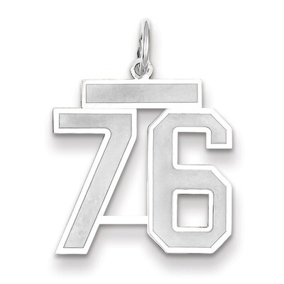 Number 76 Charm Medium Satin 14k white Gold WSM76, MPN: WSM76, 883957079387
