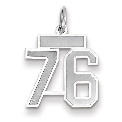 Number 76 Charm Small Satin 14k white Gold WSS76, MPN: WSS76, 883957072531