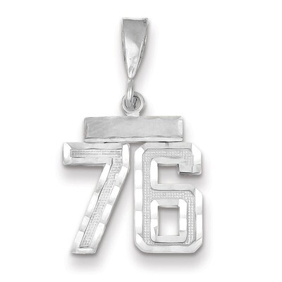 Number 76 Charm Small Diamond -cut 14k white Gold WSN76, MPN: WSN76, 883957114613
