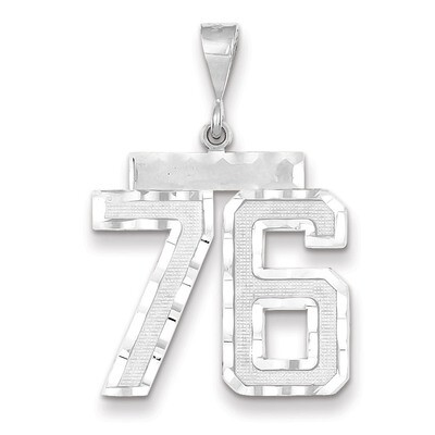Number 76 Charm 14k white Gold Large Diamond -cut WLN76, MPN: WLN76, 883957124520