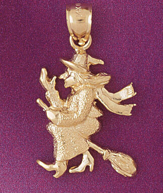 Dazzlers Jewelry Wicked Witch Pendant Necklace Charm Bracelet in Yellow, White or Rose Gold 5602, M…
