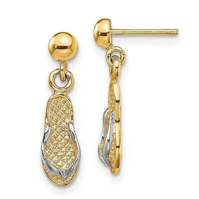 Flip Flop Leverback Earrings 14k Gold Rhodium TE931, MPN: TE931, 637218112210