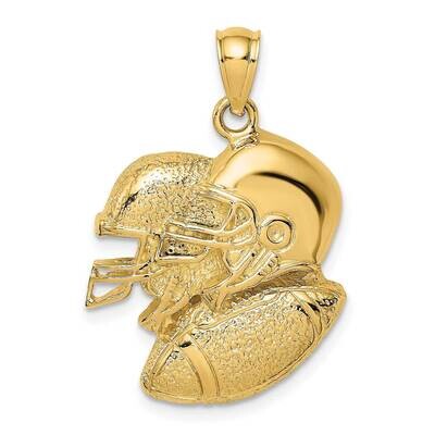 Double Football Helmets Ball Charm 14k Gold 2-D K8747, MPN: K8747, 637218020348
