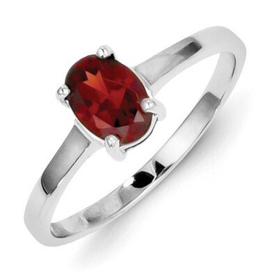Garnet Ring Sterling Silver Rhodium QDX606, MPN: QDX606, 883957355634