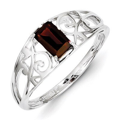 Garnet Ring Sterling Silver Rhodium-plated QR4503GA, MPN: QR4503GA, 883957482460