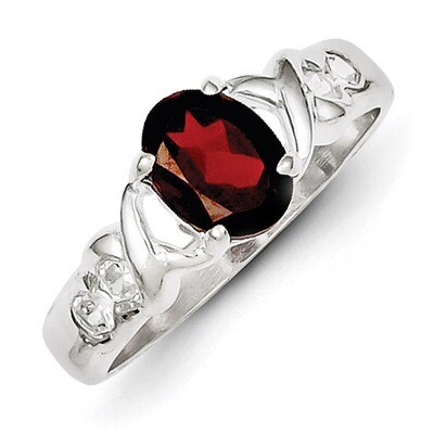 Garnet &amp; Diamond Ring Sterling Silver QR756, MPN: QR756, 815479014898