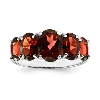 Garnet Ring Sterling Silver Rhodium QDX587, MPN: QDX587, 883957529462