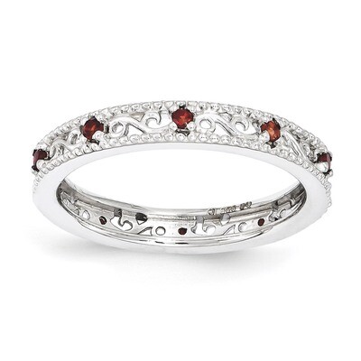 Garnet Ring - Sterling Silver QSK1482, MPN: QSK1482, 886774204369