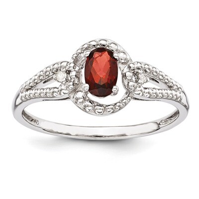 Garnet &amp; Diamond January Ring Sterling Silver QBR16JAN, MPN: QBR16JAN, 883957495538