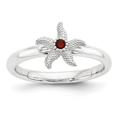 Garnet Starfish Ring Sterling Silver QSK1863, MPN: QSK1863, 886774376844