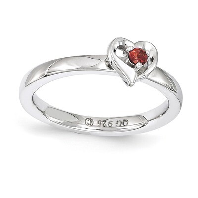 Garnet Heart Ring - Sterling Silver QSK1522, MPN: QSK1522, 886774206684