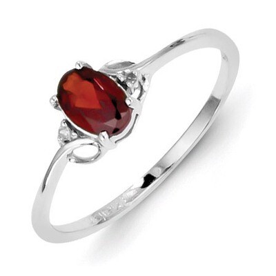 Garnet Oval Ring Sterling Silver Rhodium-plated Diamond QR4507GA, MPN: QR4507GA, 883957365411