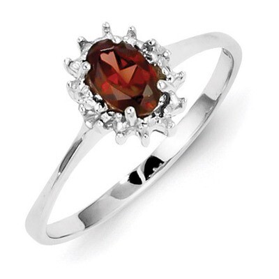 Garnet Diamond Ring Sterling Silver Rhodium-plated QDX604, MPN: QDX604, 883957599175