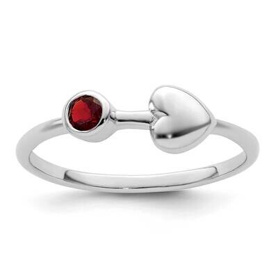 Heart Garnet Ring Sterling Silver Rhodium-Plated Polished QBR35JAN, MPN: QBR35JAN,