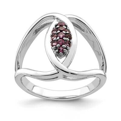 Rhodolite Garnet Ring Sterling Silver Rhodium Plated QR7055, MPN: QR7055, 883957227788