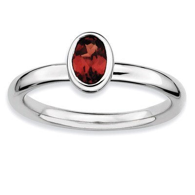 Oval Garnet Ring - Sterling Silver QSK434, MPN: QSK434, 886774003818