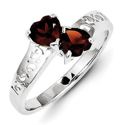 Garnet Heart Ring Sterling Silver Rhodium QDX588, MPN: QDX588, 883957536743