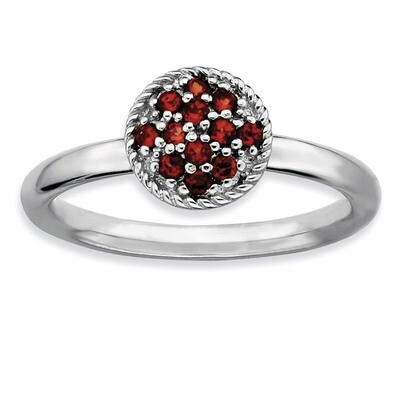 Garnet Rhodium Ring - Sterling Silver QSK321, MPN: QSK321, 883957346663