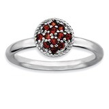 Garnet Rhodium Ring - Sterling Silver QSK321, MPN: QSK321, 883957346663